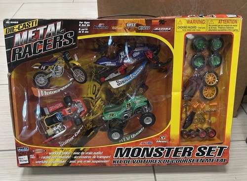 Vtg. Metal Racer Die-cast Monster Set GoKart-ATV-Snowcross-Motocross Kit - New