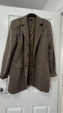 PrettyLittleThing Chocolate Brown Pinstripe Button Down Blazer Dress Size 14 PLT