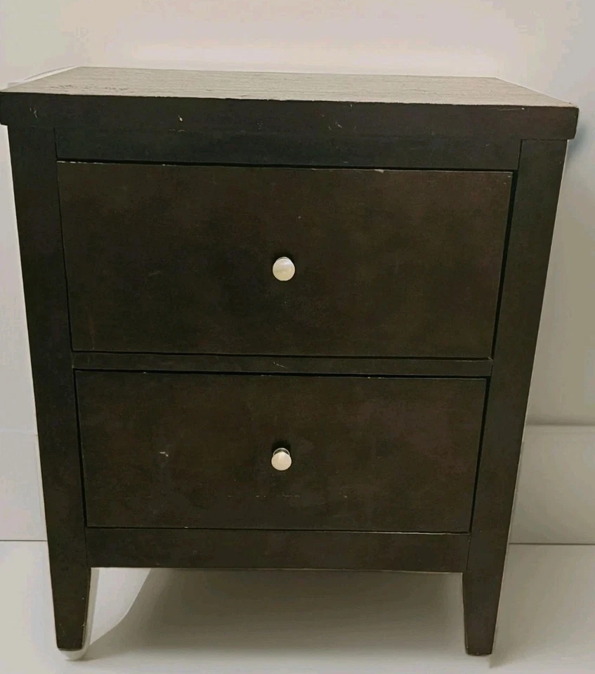 MESA DE NOCHE Carlton Cappuccino MADERA Dormitorio Dos Cajones  Foto 2 de 4