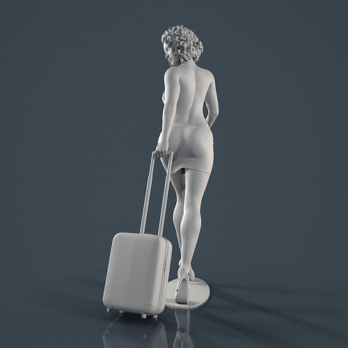 Estatuilla de resina sin pintar mujer niña y maleta separadas 1/18 1/24 1/43 1/32 - Imagen 5 de 16
