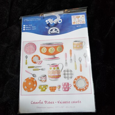DMC Creative World Counted Cross Kit Colourful Dishes BK1302 17.5 x 14 NEW