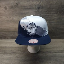 Georgetown Hoyas Mitchell And Ness Paint Brush Splash Snapback Hat White Blue