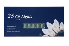 25 Ft Christmas Light String with Clear White C9 Light Bulbs for Indoor/Outdoor