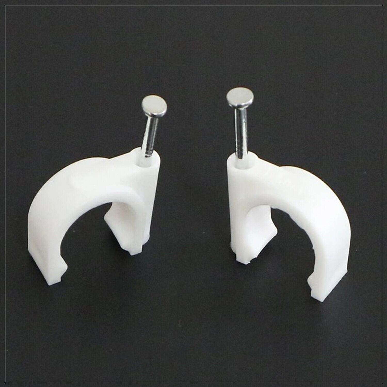 100/400pcs White Round Cable Clips Wall with Fixing Nail Plug for Cable