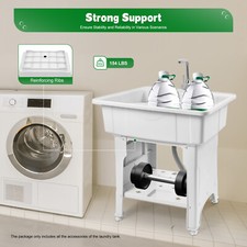 Utility Sink Laundry Tub for Washing Room Freestanding Utility Sink with Faucet