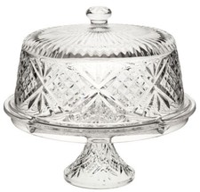 Clear Glass Vintage Cake Presentation Dome and Stand 30cm, Dessert Display Cover