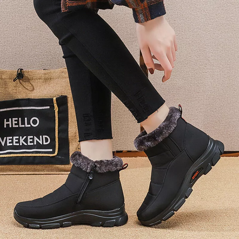 Womens Winter Work Casual Side Zip Shoes Slip On Resistant Round