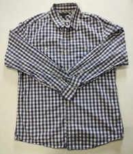 BANANA REPUBLIC MEN'S LONG SLEEVE BLUE WHITE PLAID BUTTON UP SHIRT SIZE L