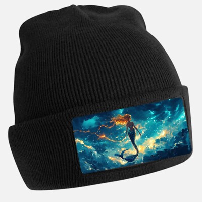 Unisex Cotton Mermaid Lightning Print Beanie Hat