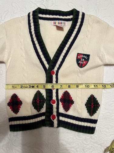 VINTAGE GYMBOREE EMBROIDERED CARDIGAN SWEATER SZ X-SMALL SCHOOL DAYS RAINBOW TAG - Picture 12 of 12