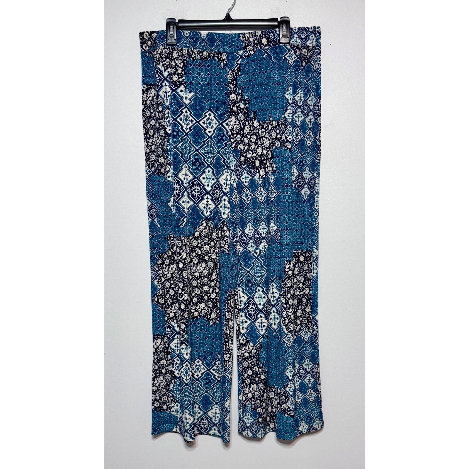 Patchwork Palazzo Pants Size Large Grandmacore Co… - image 1
