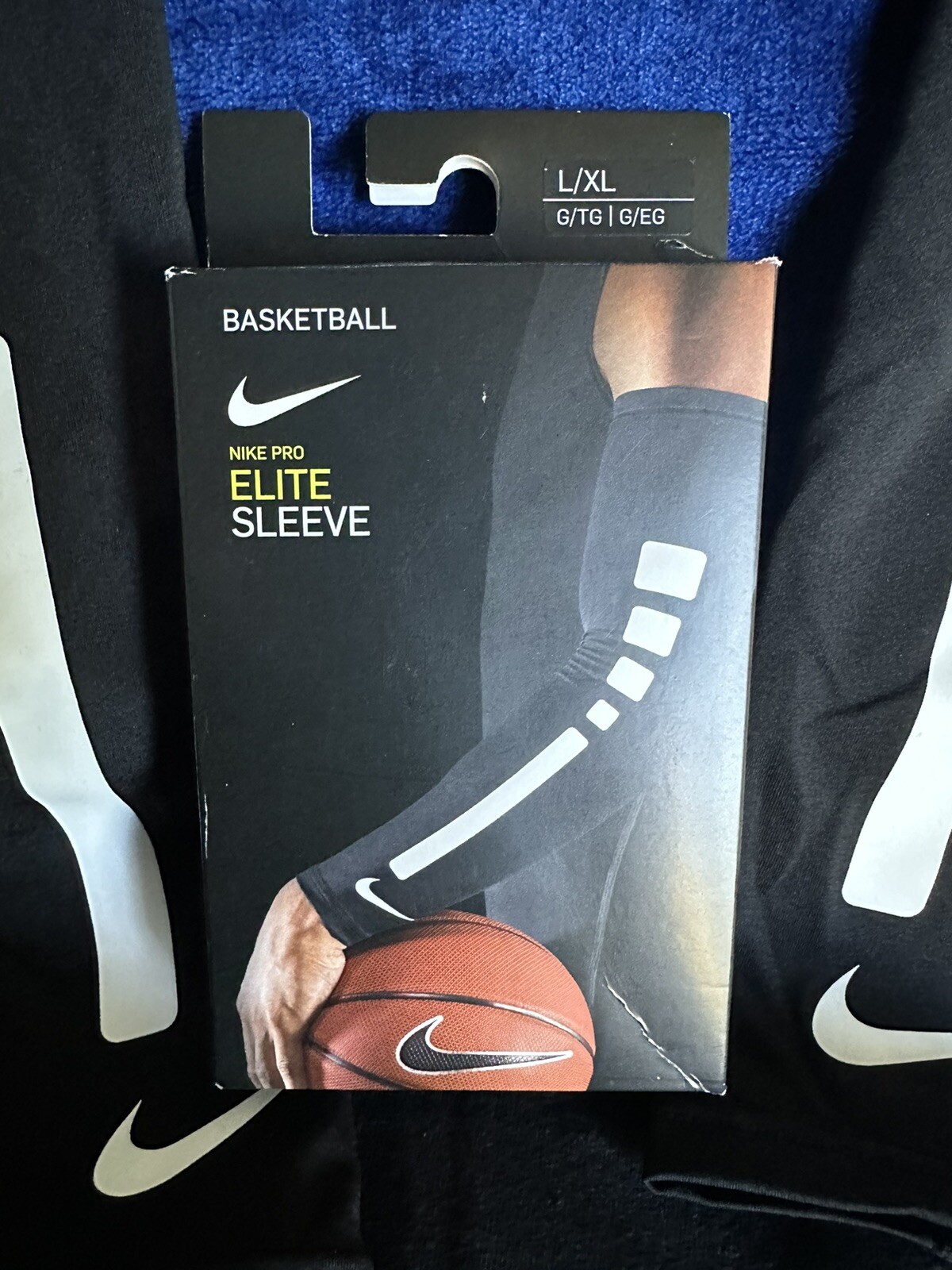 Nike Mens Pro Elite Basketball Arm Sleeves L/xl Black White Nks01027