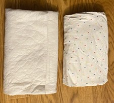 Vintage Ambassador Baby Crib Pad And Fitted Crib Sheet White Polka Dots Lot