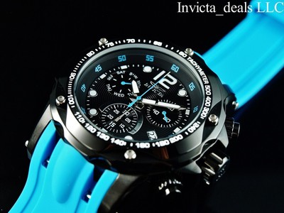 Invicta Menu0026#039;s 52mm SPEEDWAY TURBO SWISS Chronograph Electric Blue Tone  SS Watch | eBay