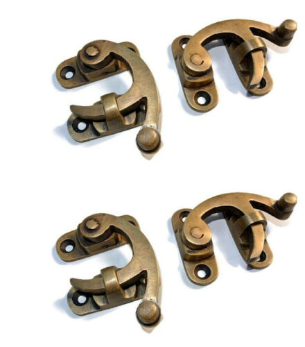 4 small box Latch catch swing arm solid brass furniture 5 cm doors trinket B - Picture 1 of 10