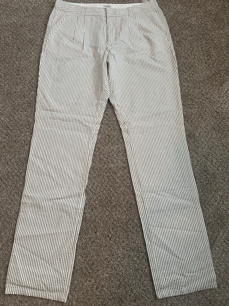 NWOT Women's Madewell Seersucker Striped Cotton Pants With Pockets
