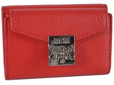 New MCM $295 Ruby Red Leather Card Case Mini Wallet W/Coin Pocket MYA9SPA67RU001