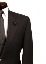 Black Felt Flower Rose Men's Lapel Pin
