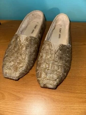 TOMS Sahara Chunky Cable Knit Loafers Womens Size 11 Alpargata Shoes Fur Lined
