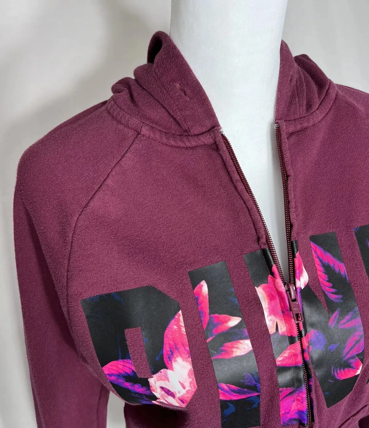 UNDERCOVER Felpa con cappuccio donna rosa giacca con cerniera completa piccola bordeaux floreale e logo palmo