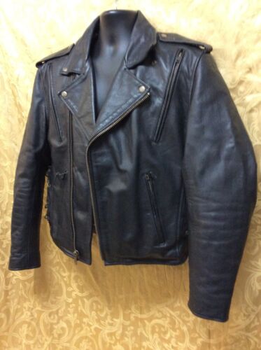 Leather Jacket S Black Motorcycle Biker Zip Out Liner X Element lace sides vents - Picture 7 of 16