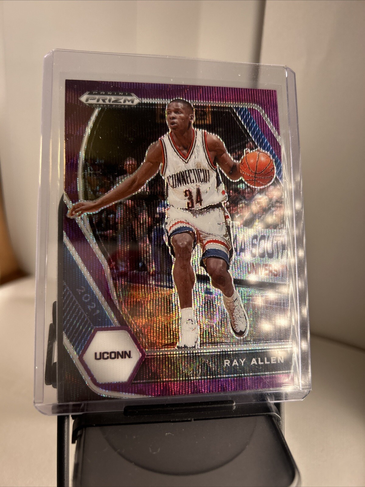 2021 Panini Prizm Draft Picks "Purple Wave" #91 Ray Allen- UConn Huskies