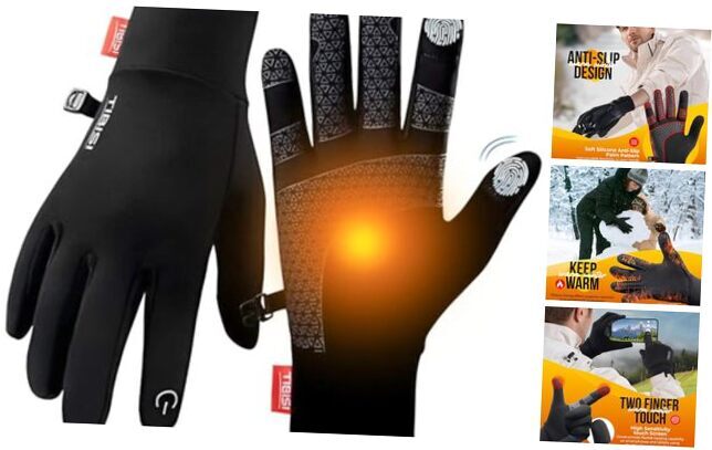 Winter Gloves Women Men, Warm Thermal Running Touchscreen X-Large Black-tm02-image