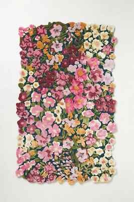 Cassia - Pink, Hand-Tufted Wool & Viscose Soft Area Rug Anthropologie Floral Rug