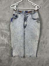 Vintage 80s Gitano Acid Stone Wash High Waist Skirt Size 10 Aztec accent