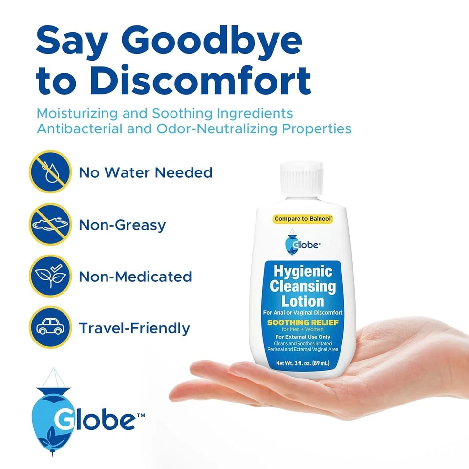 Globe (Paquete de 3 Lociones Limpiadoras Higiénicas para Hombres y Mujeres -Incomodidad, Dolor e It) Foto 3 de 4