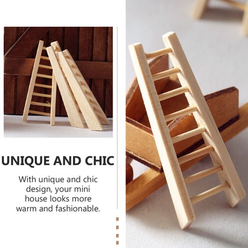 2 Pcs Small Wooden Staircase Mini Ladder Decor Miniature Furniture Ornament - Picture 7 of 12