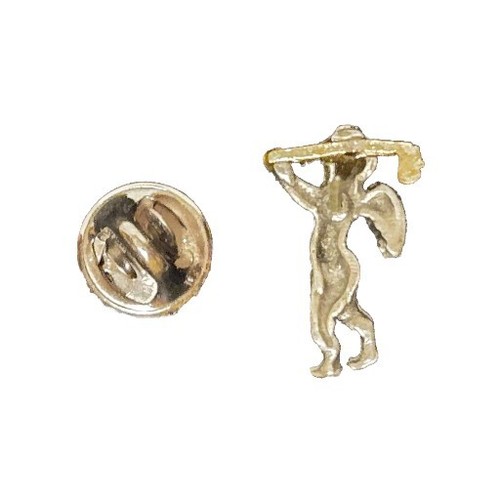 Vintage 1" Pewter Golfing Cupid With Gold Tone Golf Club Lapel/Hat Pin Brooch - Picture 4 of 4