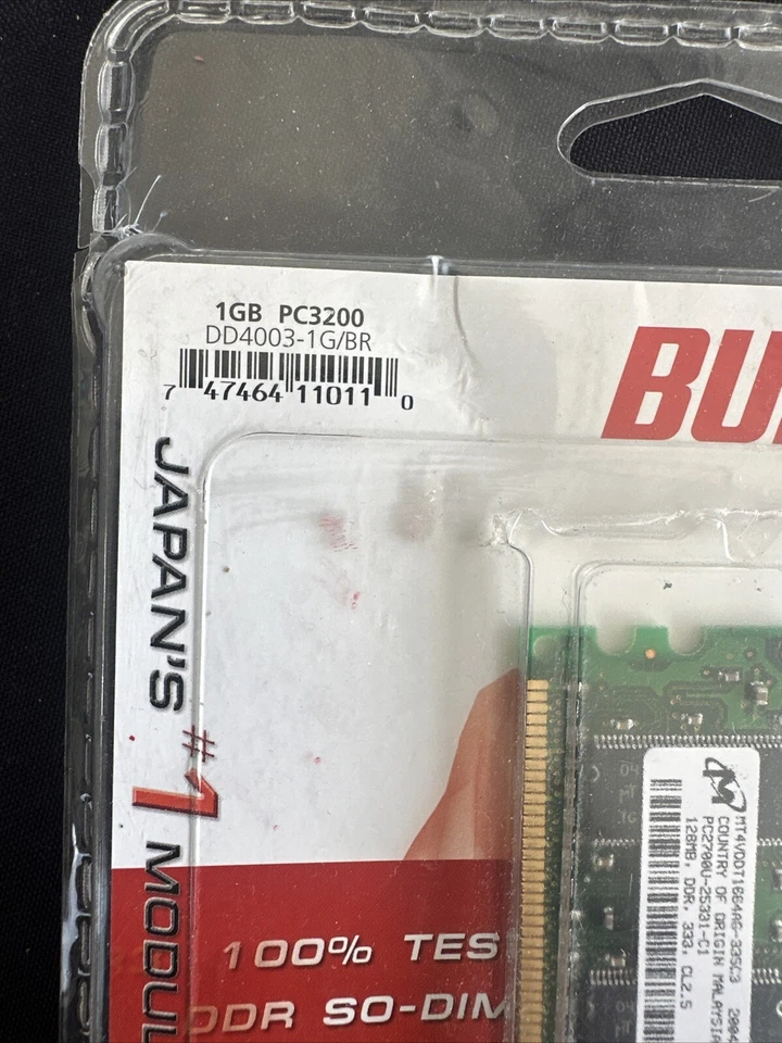 Pair BUFFALO - DD4003-1GB/BR PC3200 DDR-400MHz CL3 Memory Module - Image 2 of 4