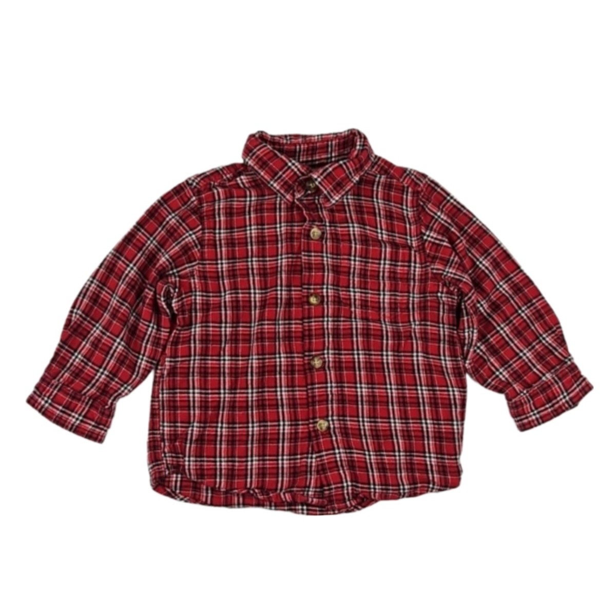 Red Plaid Button-Down Longsleeve Shirt, Baby 24 Months