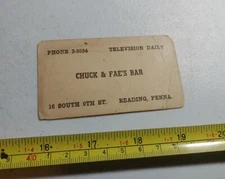 Vintage Chuck & Fae's Bar Reading PA Advertising Risque Woman Joke Business Card