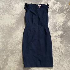 Rebecca Taylor Women’s Size 2 Navy Blue V Neck Ruffle Sleeve Sheath Midi Dress