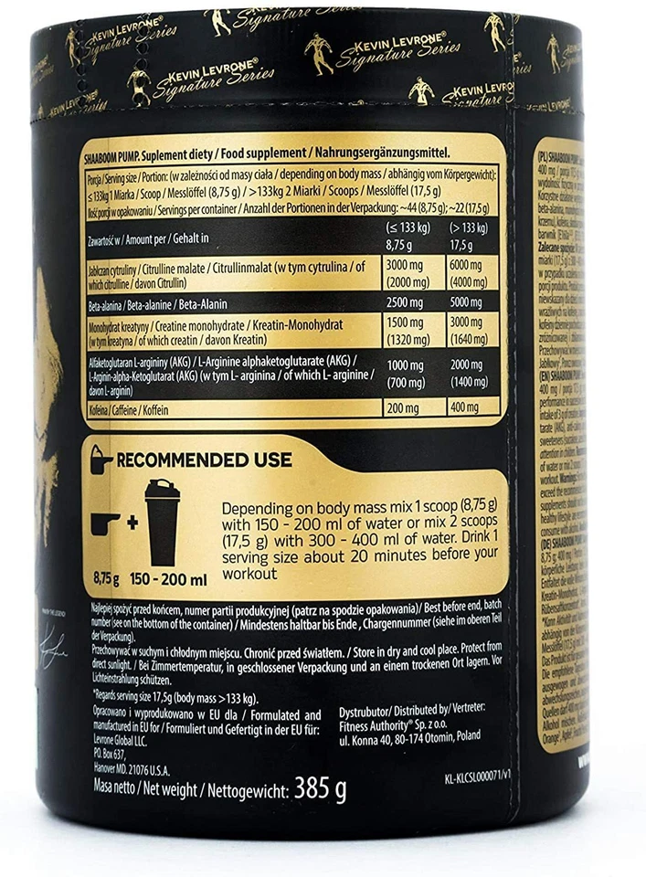 KEVIN LEVRONE Shaaboom Pump Black Line Pre-workout Booster 385g - Bild 2 von 4