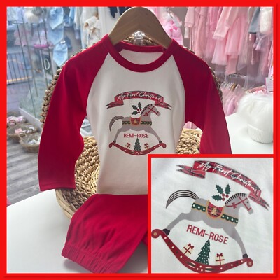 🎄 Personalised Boys Christmas Red Pyjamas (6 m to 10 year) Red Rocking  Horse UK