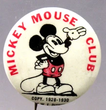 1928-1930 MICKEY MOUSE CLUB small letter 1.25" pinback button Walt Disney  ^