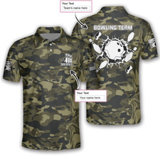 Custom Name Bowling Camo Blended Paint 3D Polo Shirt S-5XL
