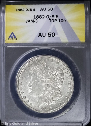 1882-O/S $1 Morgan Silver Dollar ANACS AU 50 | VAM-3 TOP 100 Strong