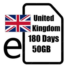 United Kingdom UK eSIM 50GB/180d- Data Only, Email Delivery, No SIM Card,England
