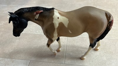 RARE Breyer Trad N'IEKENI: BEAR RIVER Grullo Pinto Indian Pony Mare-FEATHERS EXC