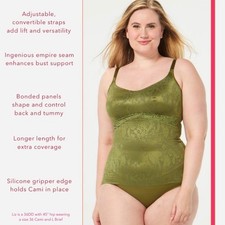 Ruby Ribbon Lace Cami SL3024 Olive Green Smooth Shape Sculpt Size 46 Foliage