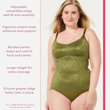 Ruby Ribbon Lace Cami SL3024 Olive Green Smooth Shape Sculpt Size 46 Foliage