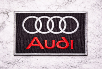 AUDI AUTOMOTIVE EMBROIDERED IRON ON PATCH 3''X2.25'' FREE SHIPPING & TRACKING