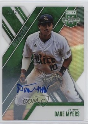 2017 Panini Elite Extra Edition Status Emerald Die-Cut 3/25 Dane Myers Auto w5p