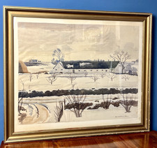 Original Framed Watercolour Danish Winter Landscape Signed Harald Henriksen 