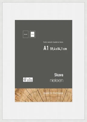 Nielsen Holz-Bilderrahmen Skava weiß 59,4x84,1 cm mit Passepartout 42x59,4 cm - Bild 1 von 4