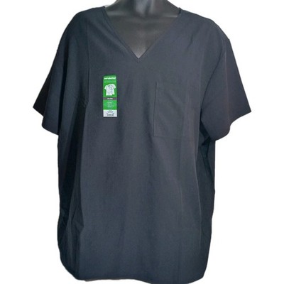 Scrubstar Scrub Top Polyester Solid BLACK VNeck 3 Pocket Unisex Size 2XL NEW